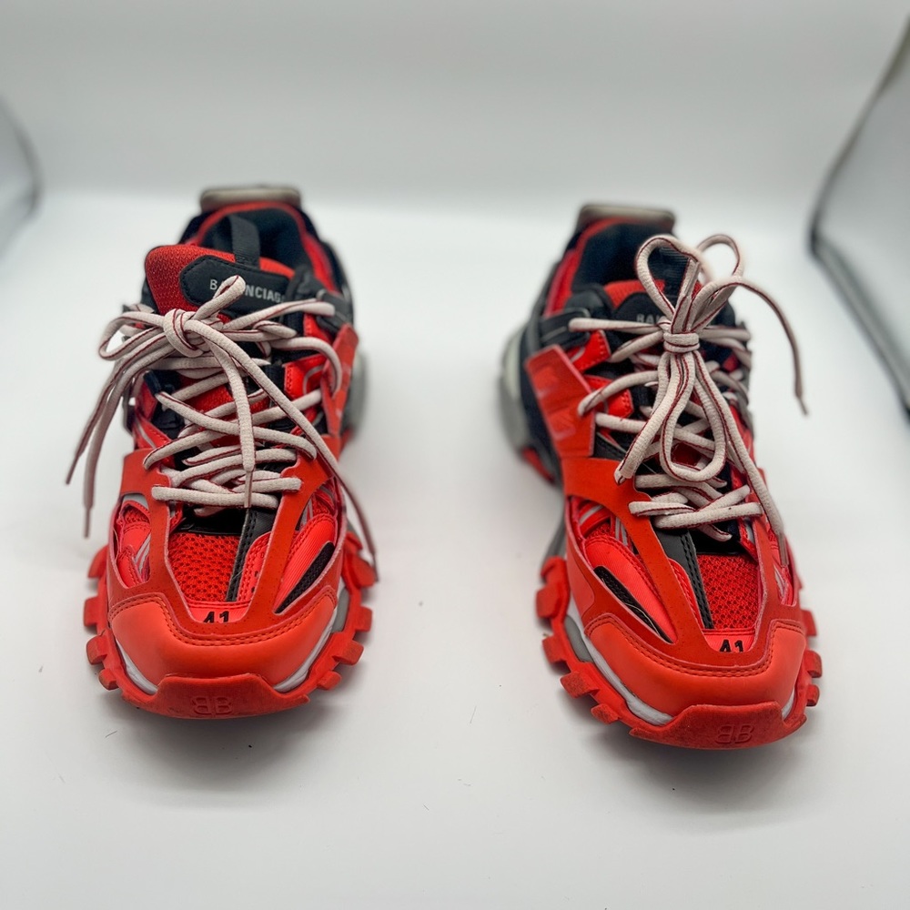 Balenciaga Mens Orange/Red and Black Track Low Top Sneakers Sz 8 - Picture 2 of 8